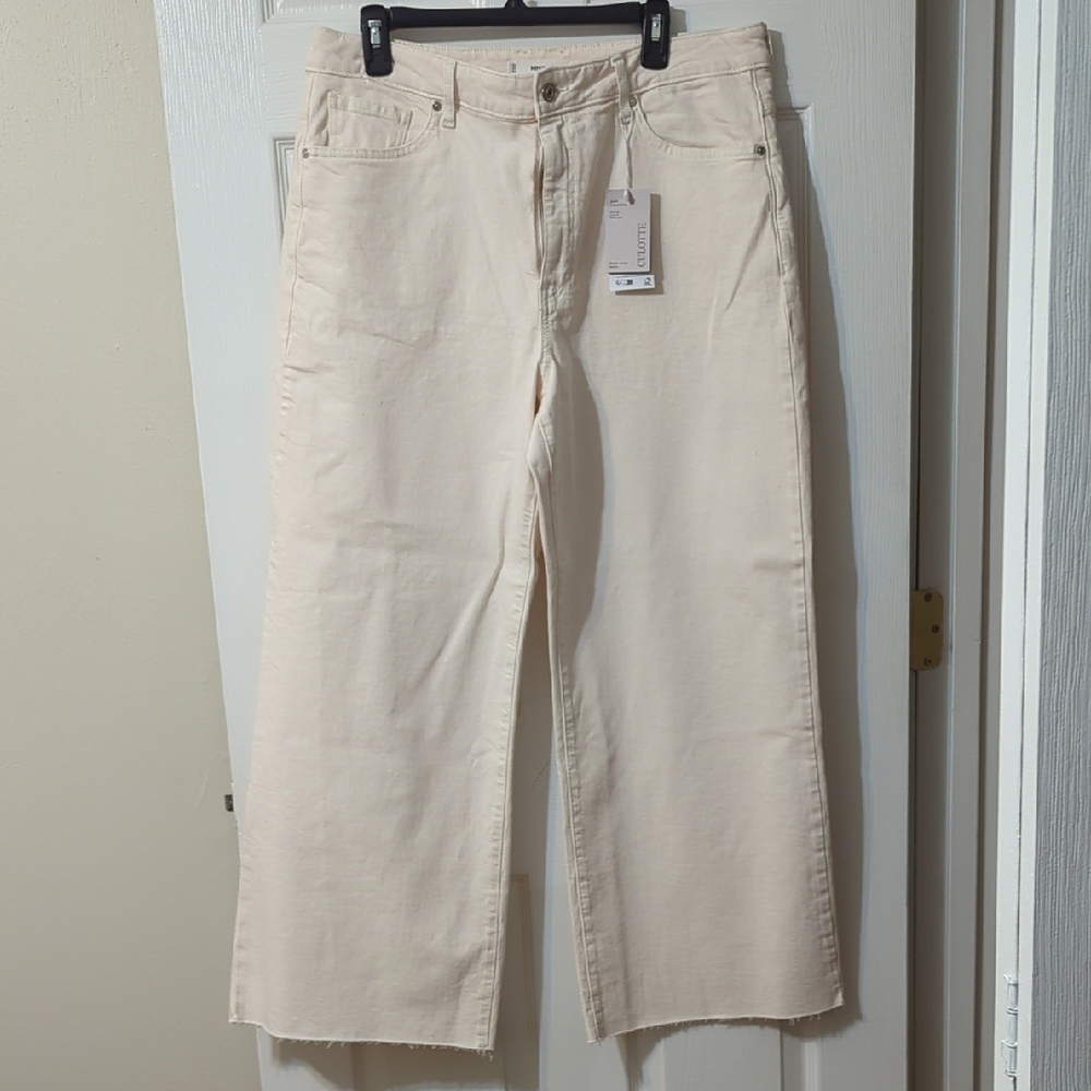 Cream Flare Wide Leg Jeans Lightweight